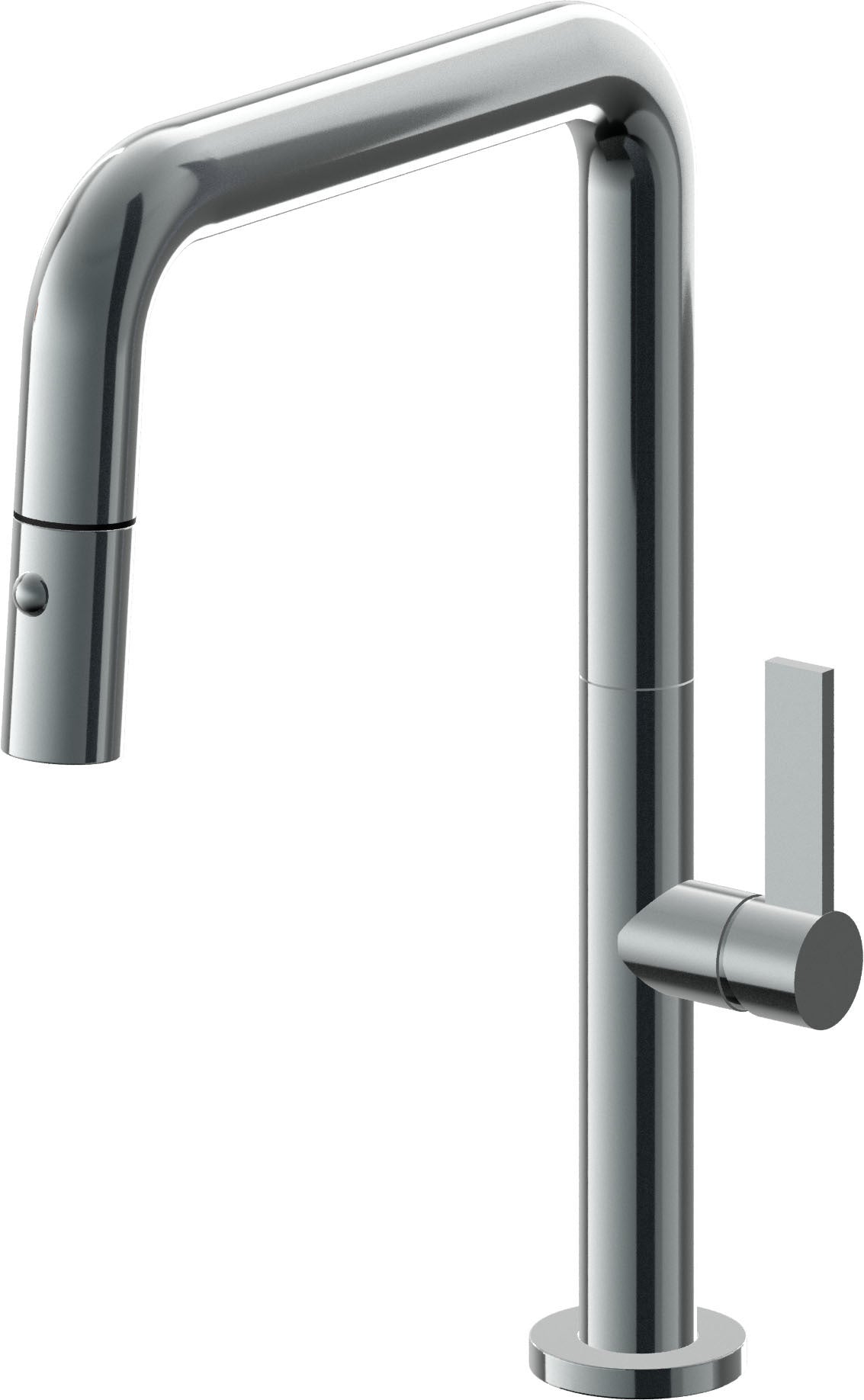 California Faucets Poetto Llave de Cocina Extraible Contemporanea con Rociador de Boton - Pico Cuadruple - Níquel Negro