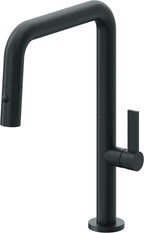 California Faucets Poetto Llave de Cocina Extraible Contemporanea con Rociador de Boton - Pico Cuadruple - Carbón