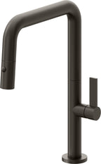 California Faucets Poetto Llave de Cocina Extraible Contemporanea con Rociador de Boton - Pico Cuadruple - Bronce Oscuro