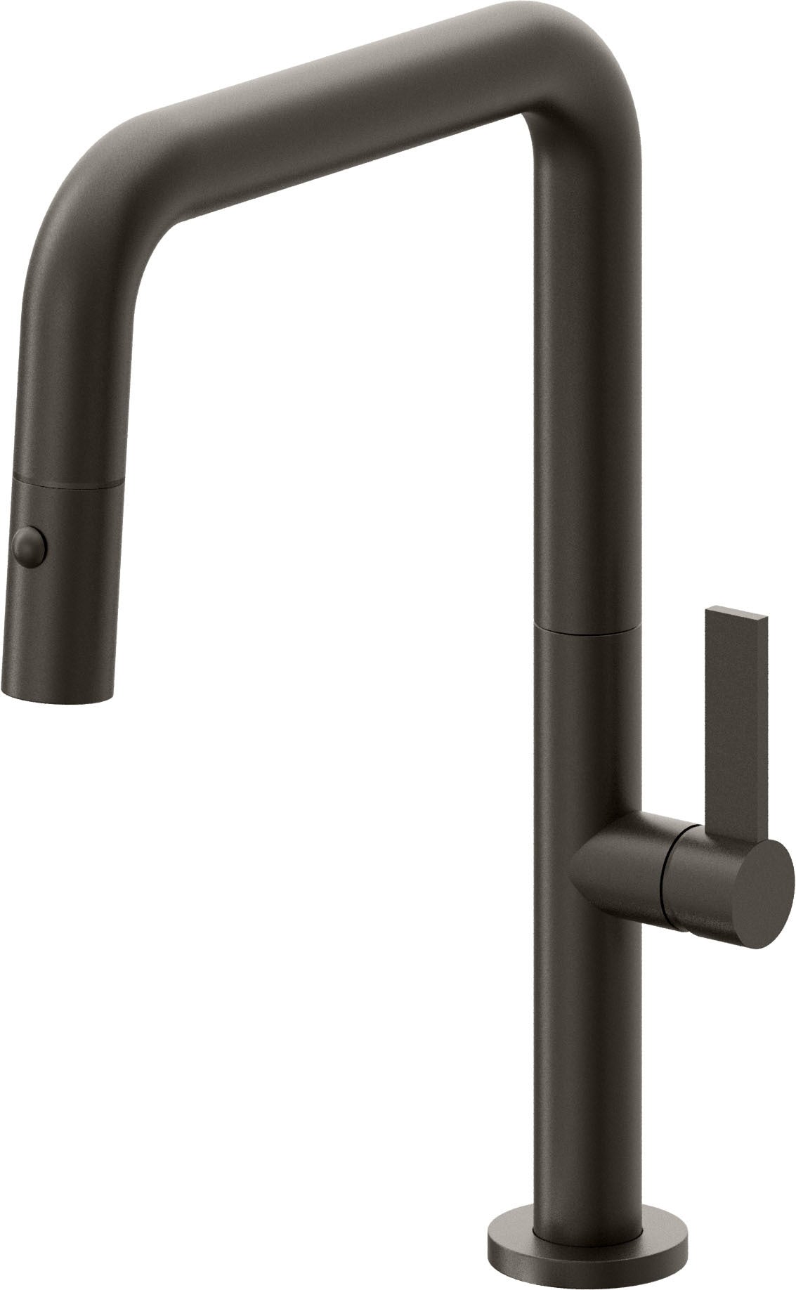California Faucets Poetto Llave de Cocina Extraible Contemporanea con Rociador de Boton - Pico Cuadruple - Bronce Oscuro