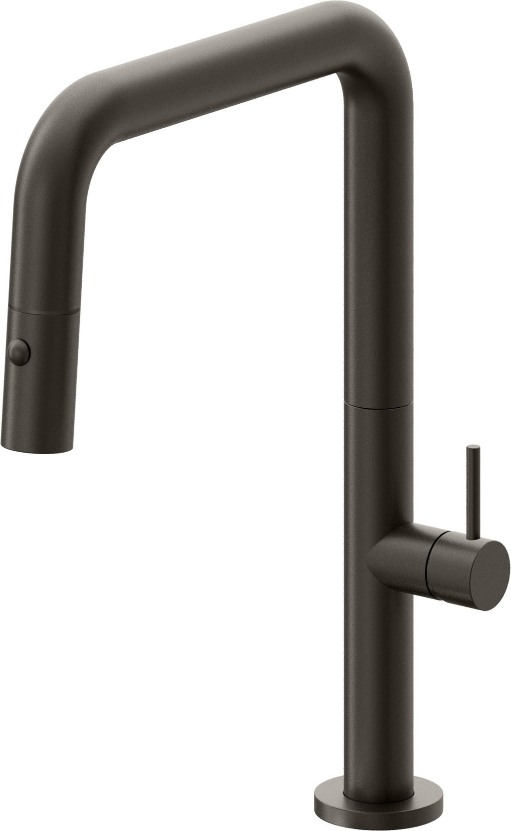 California Faucets Poetto Llave de Cocina Extraible Contemporanea con Rociador de Boton - Pico Cuadruple - Bronce Oscuro