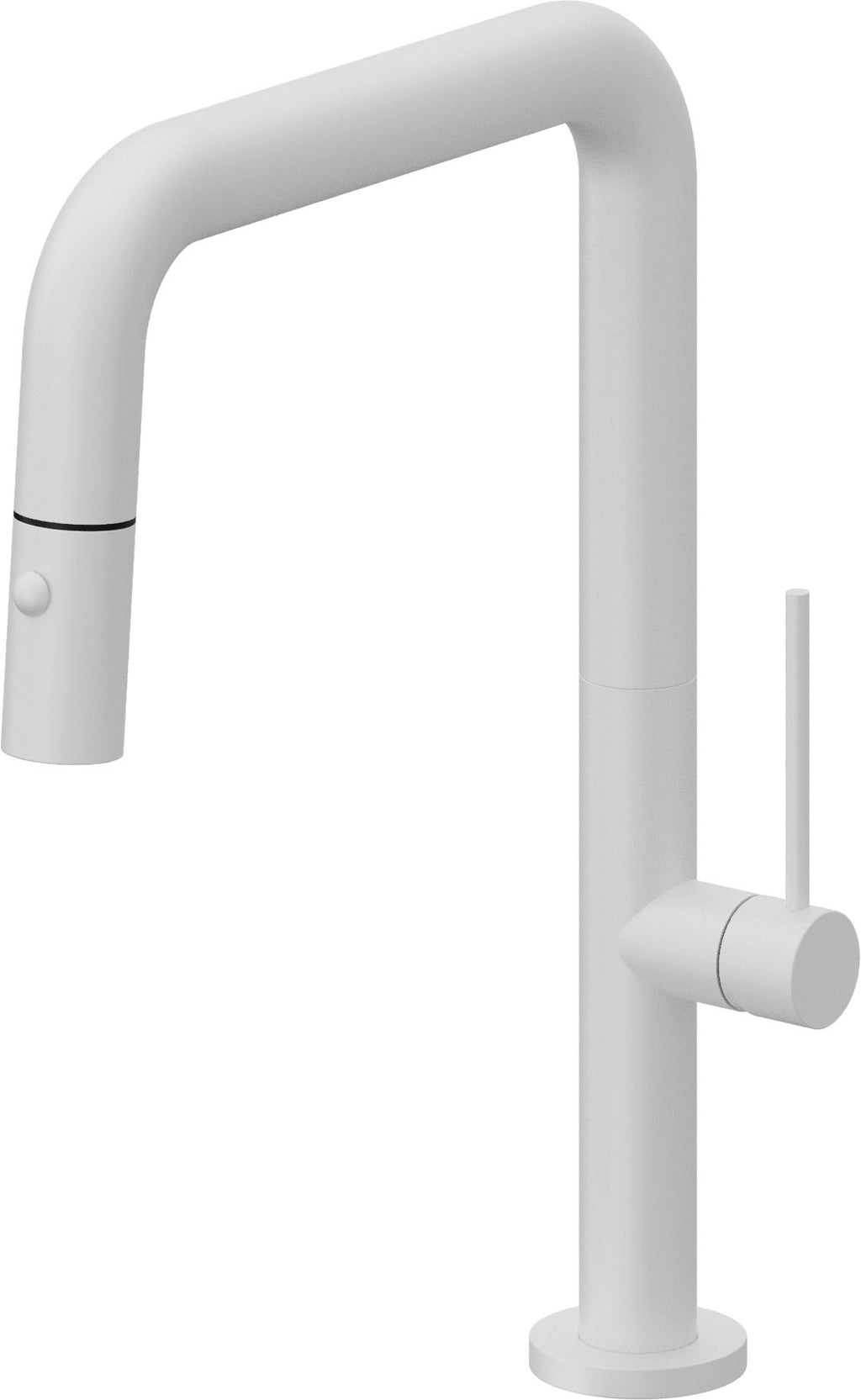California Faucets Poetto Llave de Cocina Extraible Contemporanea con Rociador de Boton - Pico Cuadruple - Blanco Mate