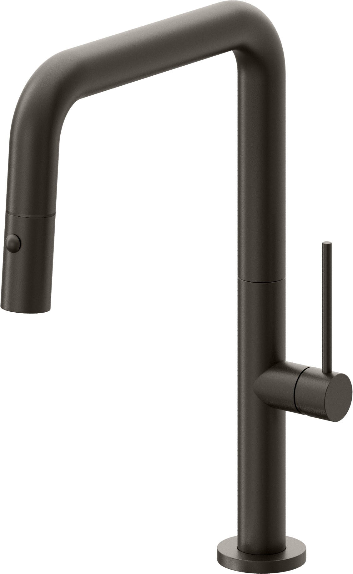 California Faucets Poetto Llave de Cocina Extraible Contemporanea con Rociador de Boton - Pico Cuadruple - Bronce Oscuro