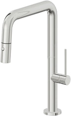 California Faucets Poetto Llave de Cocina Extraible Contemporanea con Rociador de Boton - Pico Cuadruple - Cromo Pulido