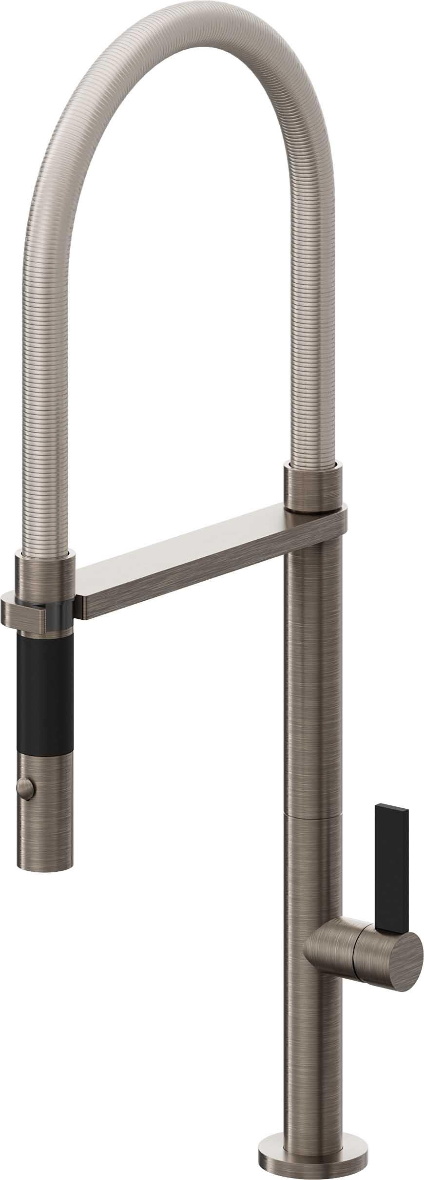 California Faucets Poetto Llave de Cocina Culinaria de Extraccion Contemporanea con Rociador de Boton - Níquel Antiguo Mate