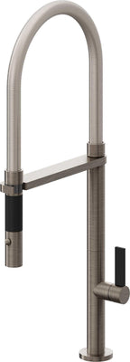 California Faucets Poetto Llave de Cocina Culinaria de Extraccion Contemporanea con Rociador de Boton - Níquel Antiguo Mate