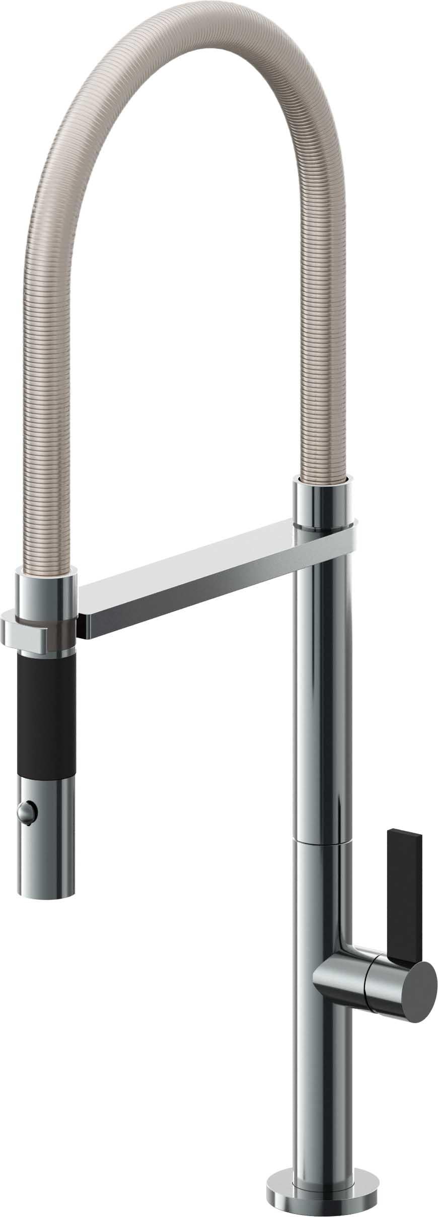 California Faucets Poetto Llave de Cocina Culinaria de Extraccion Contemporanea con Rociador de Boton - Níquel Negro