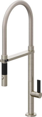 California Faucets Poetto Llave de Cocina Culinaria de Extraccion Contemporanea con Rociador de Boton - Níquel Bruñido