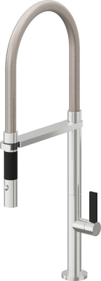 California Faucets Poetto Llave de Cocina Culinaria de Extraccion Contemporanea con Rociador de Boton - Cromo Pulido