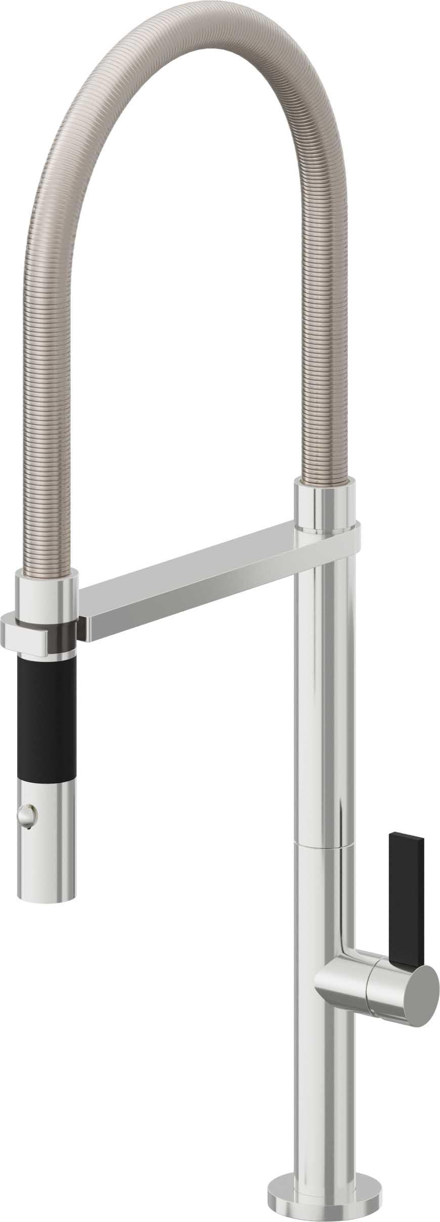 California Faucets Poetto Llave de Cocina Culinaria de Extraccion Contemporanea con Rociador de Boton - Cromo Pulido