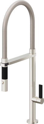 California Faucets Poetto Llave de Cocina Culinaria de Extraccion Contemporanea con Rociador de Boton - Níquel Pulido