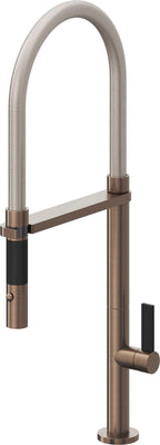 California Faucets Poetto Llave de Cocina Culinaria de Extraccion Contemporanea con Rociador de Boton - Bronce Satinado