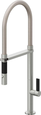California Faucets Poetto Llave de Cocina Culinaria de Extraccion Contemporanea con Rociador de Boton - Cromo Satinado