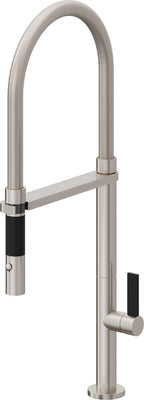 California Faucets Poetto Llave de Cocina Culinaria de Extraccion Contemporanea con Rociador de Boton - Acero Inoxidable Ultra