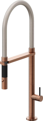 California Faucets Poetto Llave de Cocina Culinaria de Extraccion Contemporanea con Rociador de Boton - Cobre Antiguo Mate