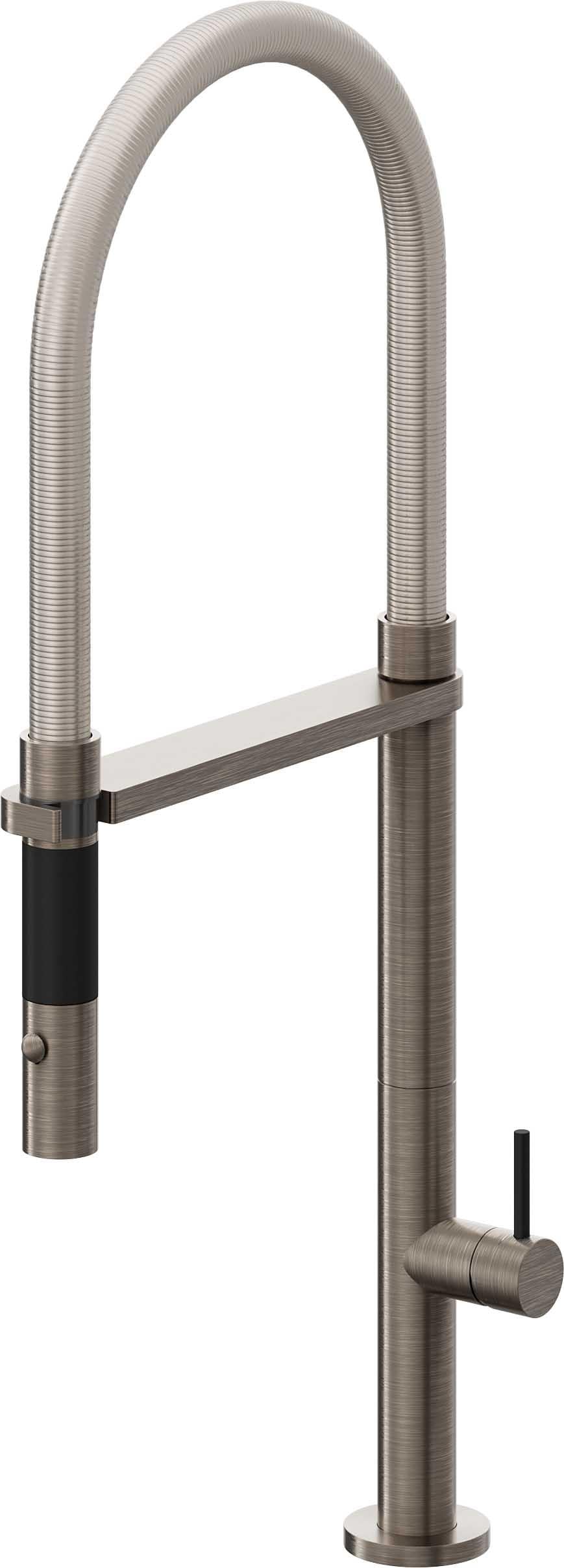 California Faucets Poetto Llave de Cocina Culinaria de Extraccion Contemporanea con Rociador de Boton - Níquel Antiguo Mate