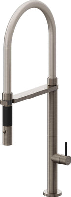 California Faucets Poetto Llave de Cocina Culinaria de Extraccion Contemporanea con Rociador de Boton - Níquel Antiguo Mate