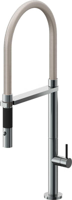 California Faucets Poetto Llave de Cocina Culinaria de Extraccion Contemporanea con Rociador de Boton - Níquel Negro