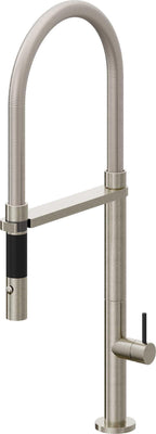 California Faucets Poetto Llave de Cocina Culinaria de Extraccion Contemporanea con Rociador de Boton - Níquel Bruñido