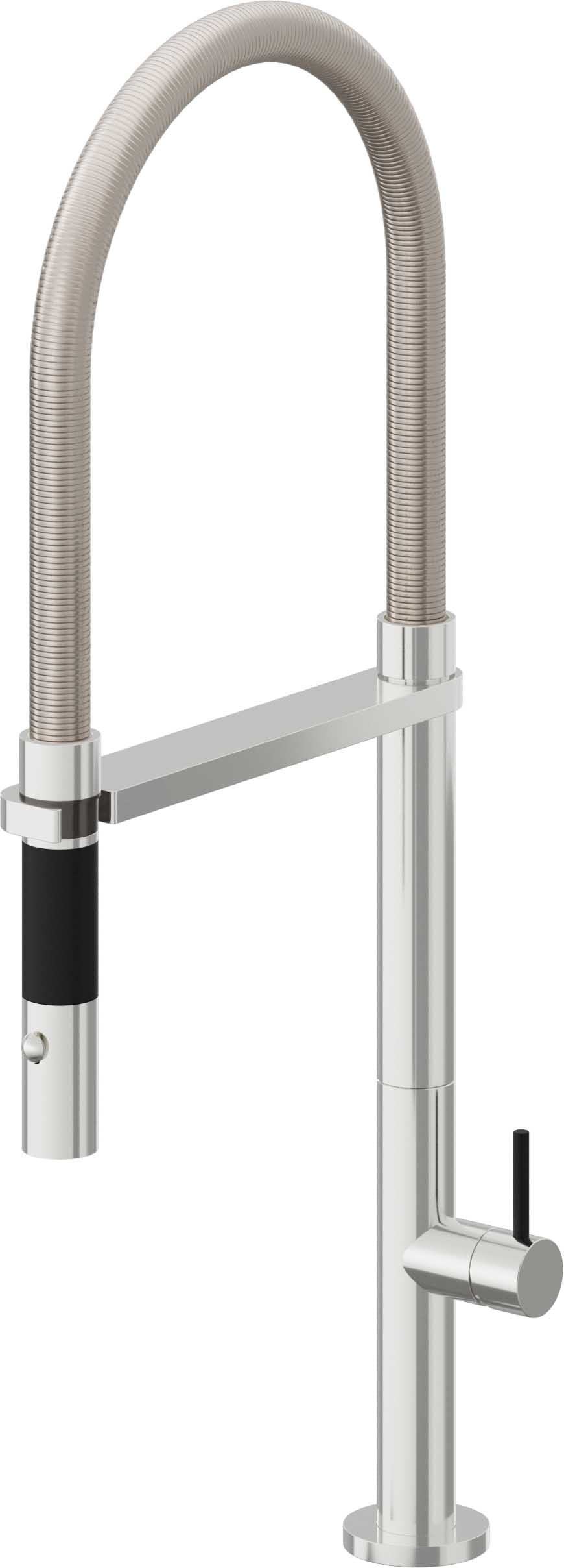 California Faucets Poetto Llave de Cocina Culinaria de Extraccion Contemporanea con Rociador de Boton - Cromo Pulido