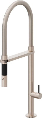 California Faucets Poetto Llave de Cocina Culinaria de Extraccion Contemporanea con Rociador de Boton - Níquel Satinado