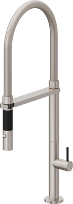 California Faucets Poetto Llave de Cocina Culinaria de Extraccion Contemporanea con Rociador de Boton - Acero Inoxidable Ultra