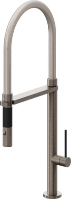 California Faucets Poetto Llave de Cocina Culinaria de Extraccion Contemporanea con Rociador de Boton - Níquel Antiguo Mate