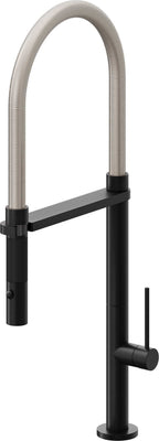 California Faucets Poetto Llave de Cocina Culinaria de Extraccion Contemporanea con Rociador de Boton - Negro Mate
