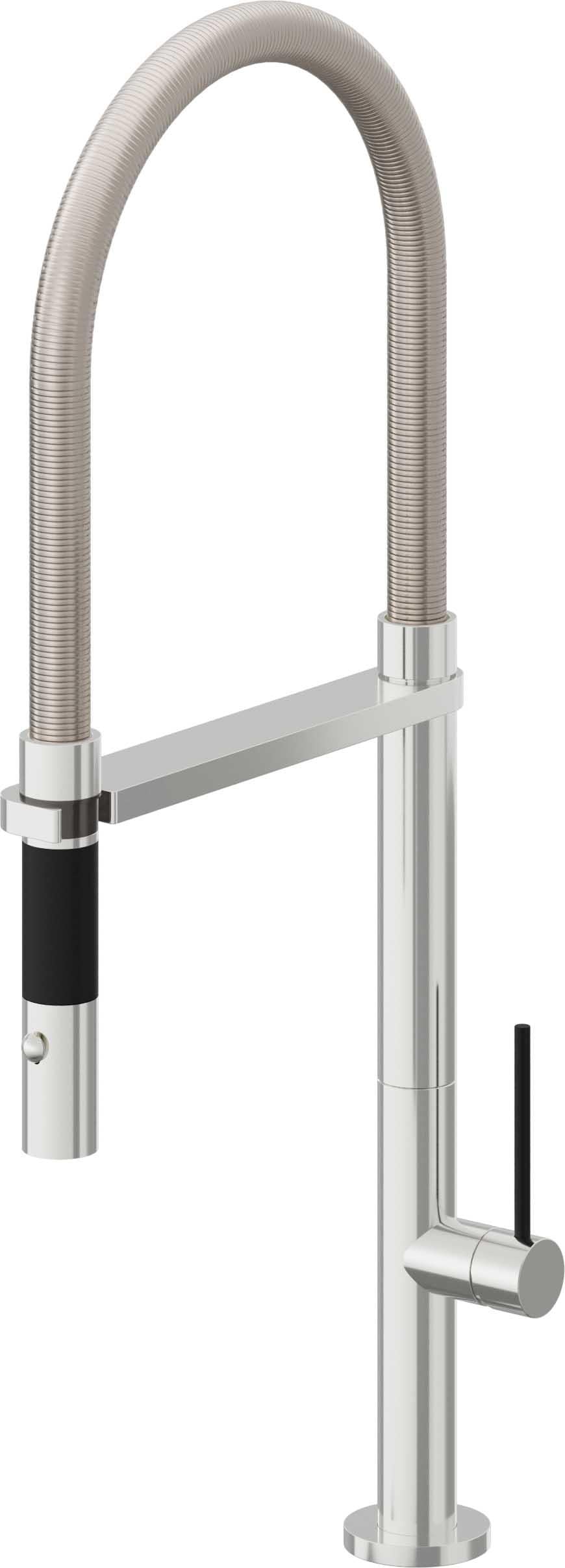 California Faucets Poetto Llave de Cocina Culinaria de Extraccion Contemporanea con Rociador de Boton - Cromo Pulido