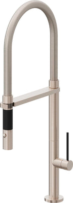 California Faucets Poetto Llave de Cocina Culinaria de Extraccion Contemporanea con Rociador de Boton - Níquel Satinado