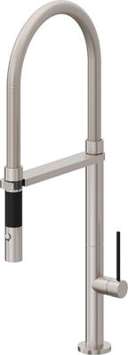 California Faucets Poetto Llave de Cocina Culinaria de Extraccion Contemporanea con Rociador de Boton - Acero Inoxidable Ultra