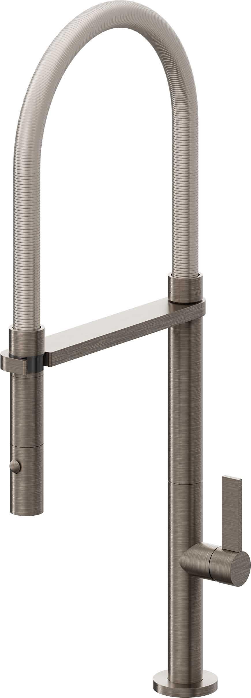 California Faucets Poetto Llave de Cocina Culinaria de Extraccion Contemporanea con Rociador de Boton - Níquel Antiguo Mate