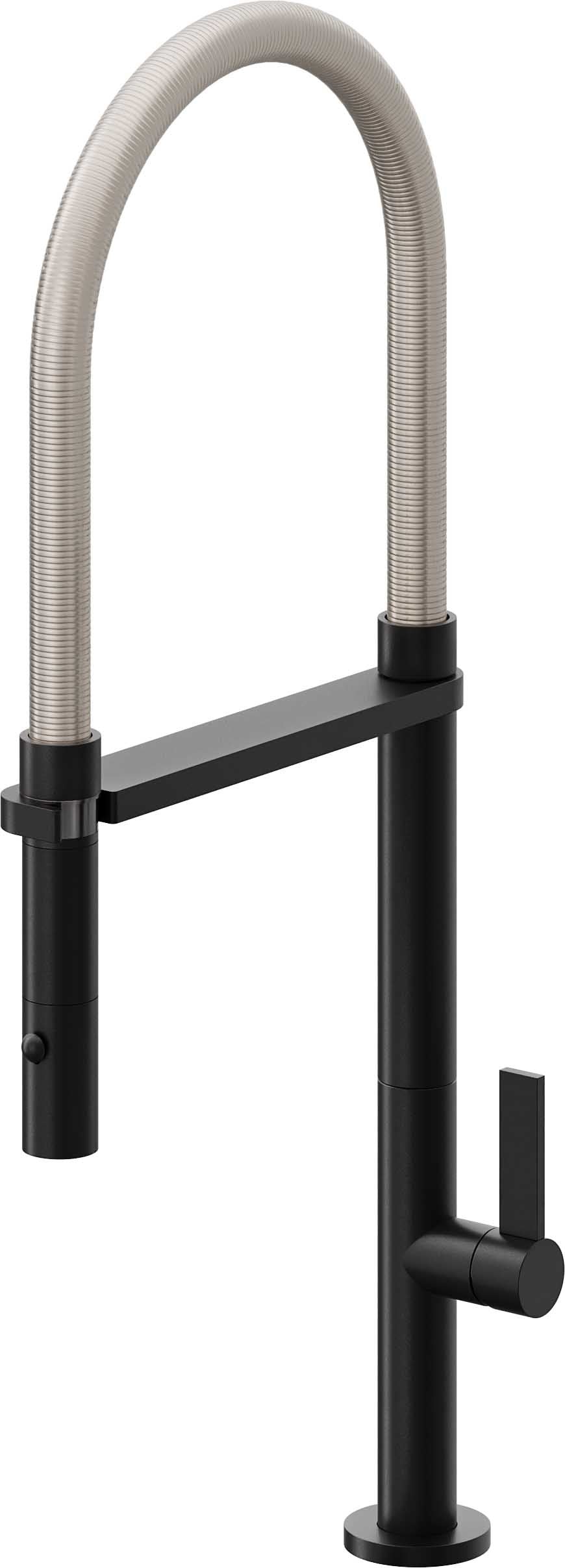 California Faucets Poetto Llave de Cocina Culinaria de Extraccion Contemporanea con Rociador de Boton - Negro Mate