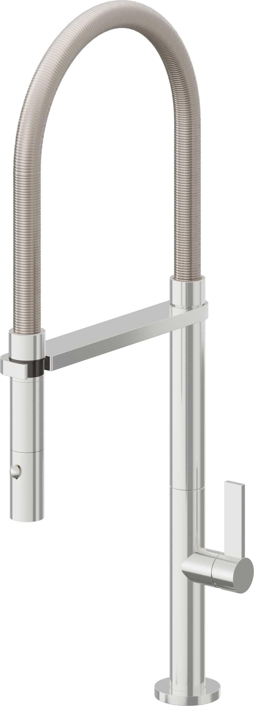 California Faucets Poetto Llave de Cocina Culinaria de Extraccion Contemporanea con Rociador de Boton - Cromo Pulido