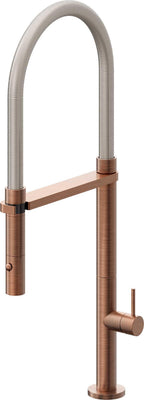 California Faucets Poetto Llave de Cocina Culinaria de Extraccion Contemporanea con Rociador de Boton - Cobre Antiguo Mate