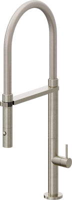 California Faucets Poetto Llave de Cocina Culinaria de Extraccion Contemporanea con Rociador de Boton - Níquel Bruñido