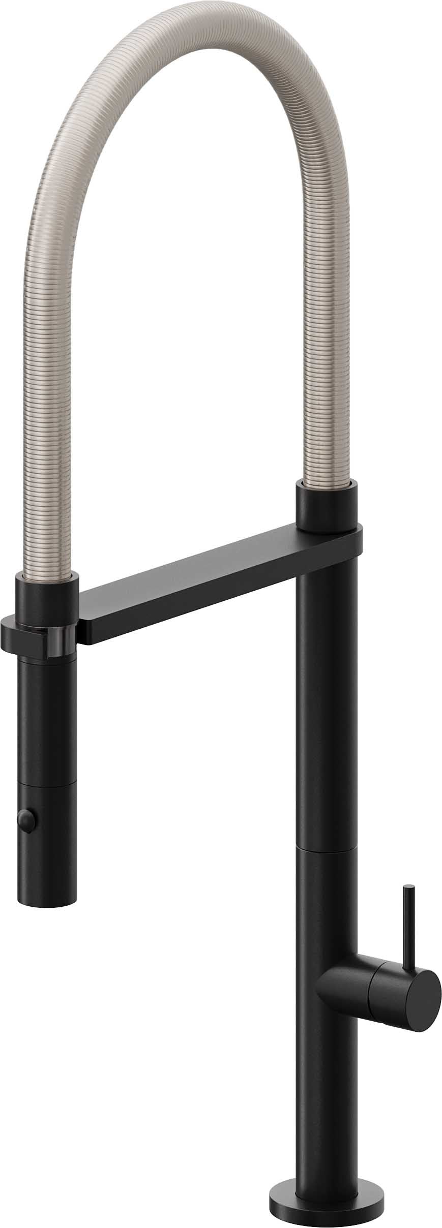 California Faucets Poetto Llave de Cocina Culinaria de Extraccion Contemporanea con Rociador de Boton - Negro Mate