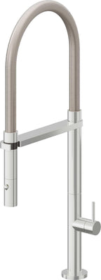 California Faucets Poetto Llave de Cocina Culinaria de Extraccion Contemporanea con Rociador de Boton - Cromo Pulido