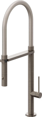 California Faucets Poetto Llave de Cocina Culinaria de Extraccion Contemporanea con Rociador de Boton - Níquel Antiguo Mate