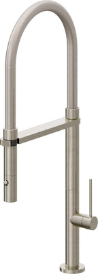 California Faucets Poetto Llave de Cocina Culinaria de Extraccion Contemporanea con Rociador de Boton - Níquel Bruñido
