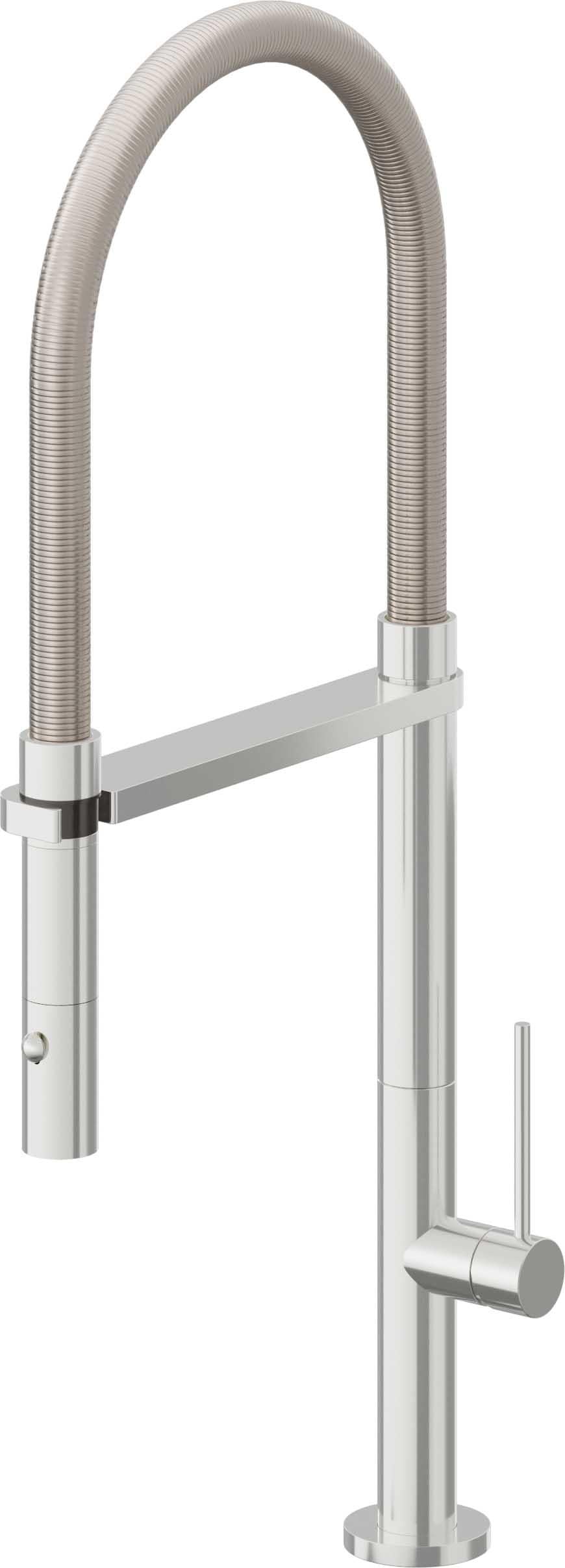 California Faucets Poetto Llave de Cocina Culinaria de Extraccion Contemporanea con Rociador de Boton - Cromo Pulido