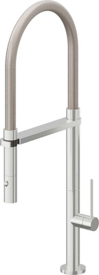 California Faucets Poetto Llave de Cocina Culinaria de Extraccion Contemporanea con Rociador de Boton - Cromo Pulido