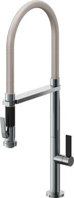 California Faucets Poetto Llave de Cocina Culinaria de Extraccion Contemporanea con Rociador de Apretar - Níquel Negro