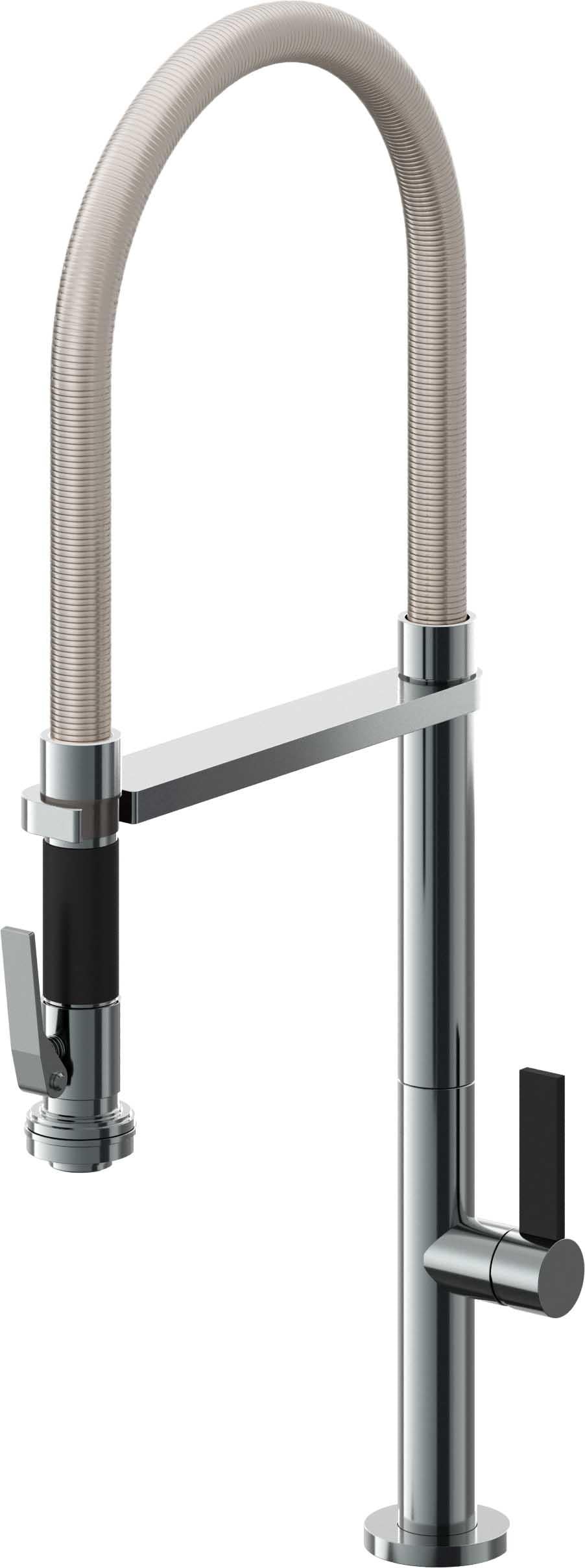California Faucets Poetto Llave de Cocina Culinaria de Extraccion Contemporanea con Rociador de Apretar - Níquel Negro
