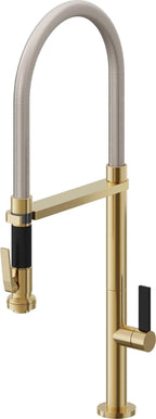 California Faucets Poetto Llave de Cocina Culinaria de Extraccion Contemporanea con Rociador de Apretar - Oro Pulido de por Vida