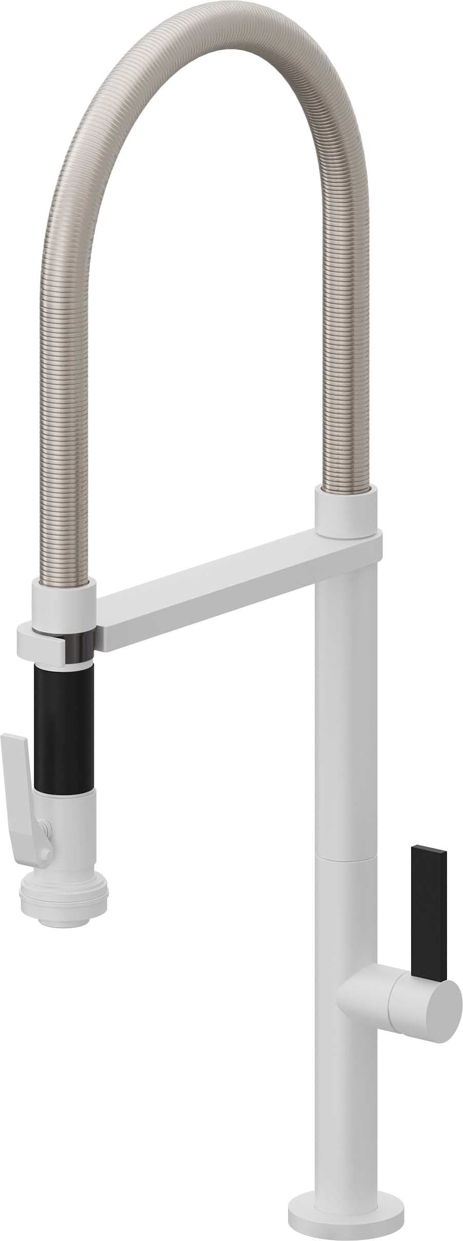 California Faucets Poetto Llave de Cocina Culinaria de Extraccion Contemporanea con Rociador de Apretar - Blanco Mate