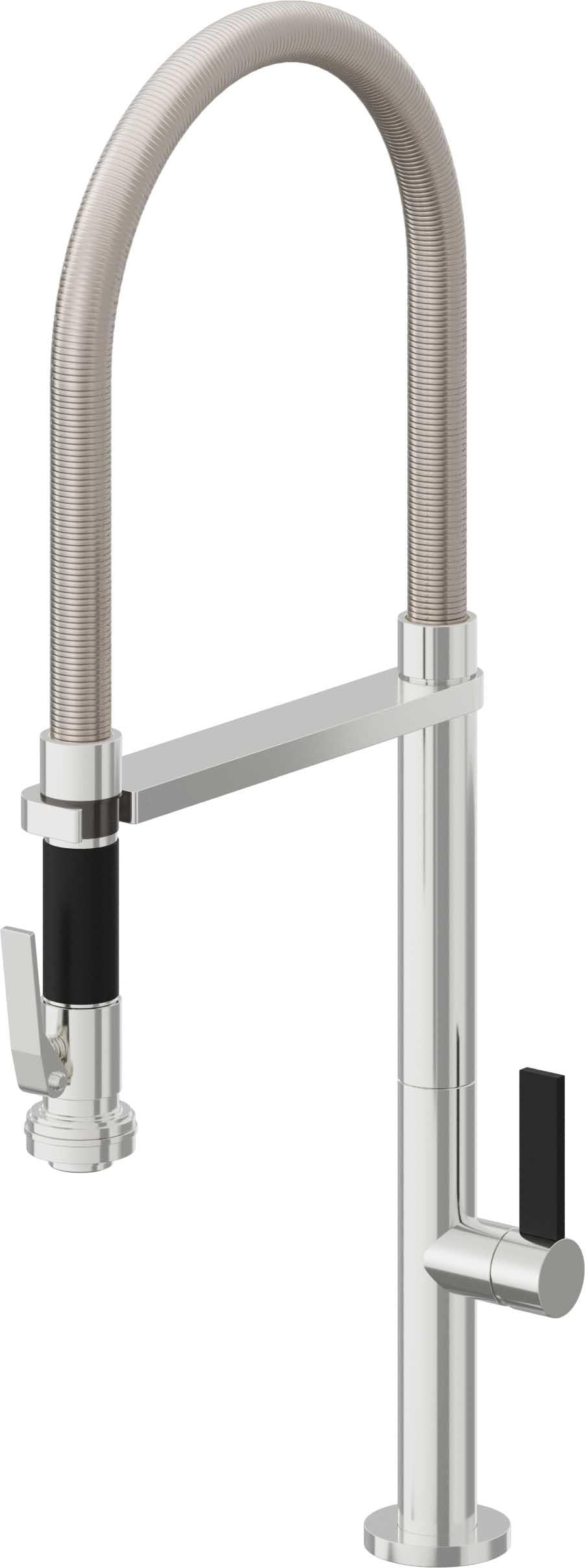 California Faucets Poetto Llave de Cocina Culinaria de Extraccion Contemporanea con Rociador de Apretar - Cromo Pulido