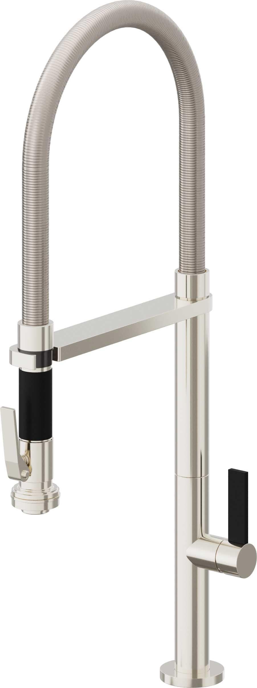 California Faucets Poetto Llave de Cocina Culinaria de Extraccion Contemporanea con Rociador de Apretar - Níquel Pulido
