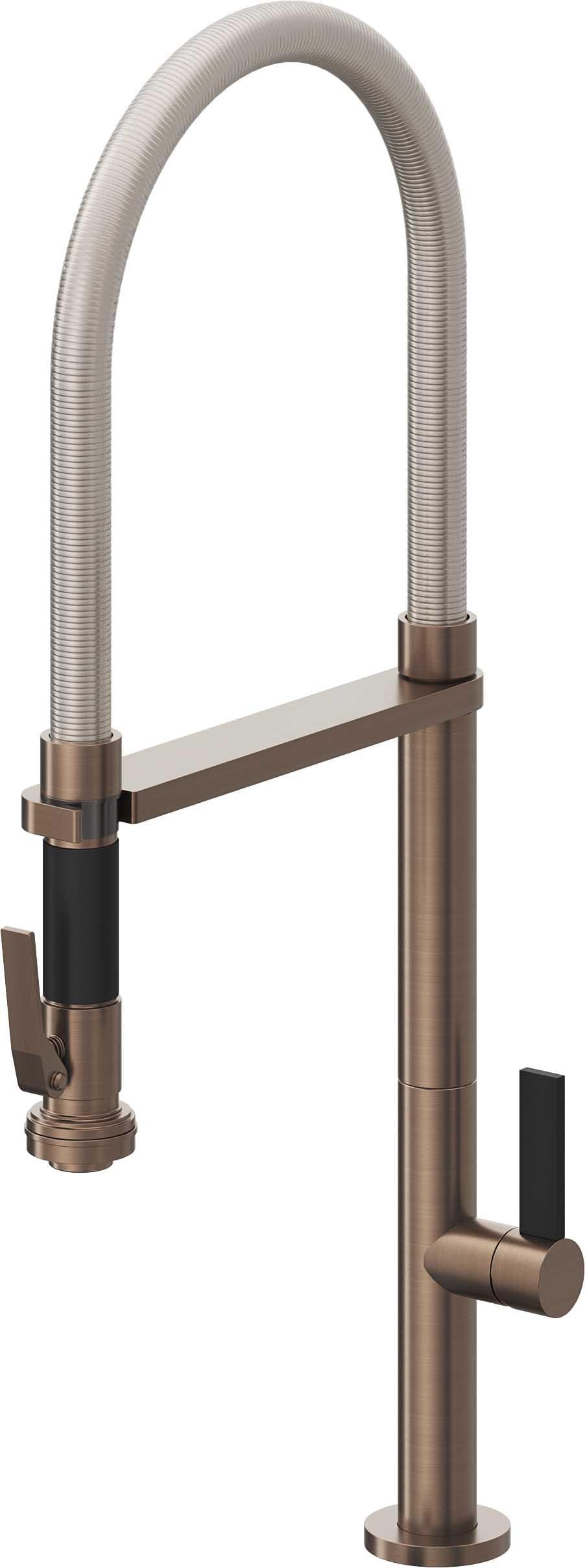 California Faucets Poetto Llave de Cocina Culinaria de Extraccion Contemporanea con Rociador de Apretar - Bronce Satinado