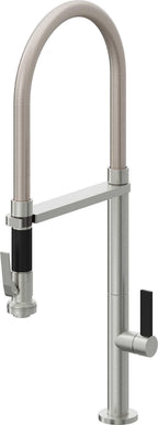 California Faucets Poetto Llave de Cocina Culinaria de Extraccion Contemporanea con Rociador de Apretar - Cromo Satinado